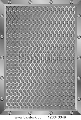 grille background with metal frame - vector illustration