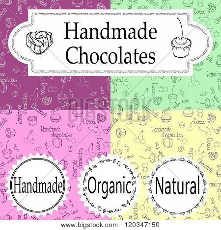 Vector handmade chocolates packaging templates and design elements for candy shop - cardboard with e