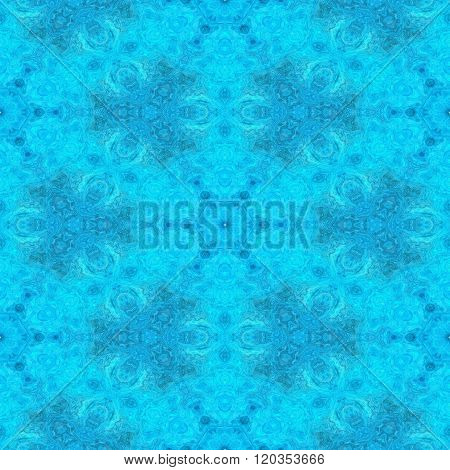 Abstract Frozen Snowflakes Or Stars On The Grunge Blue Background For Christmas Or Winter Decor Made