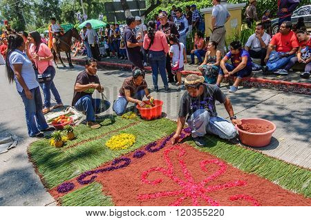 Group Make Holy Week Carpet, Antigua, Guatemala