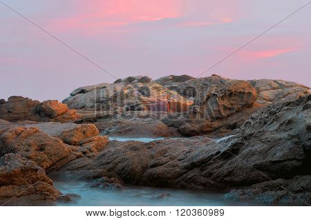 Beautiful sunset on the coast of Costa Brava, Spain.