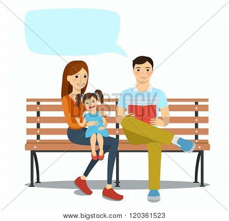 Illustration Of Young Family With Daughter