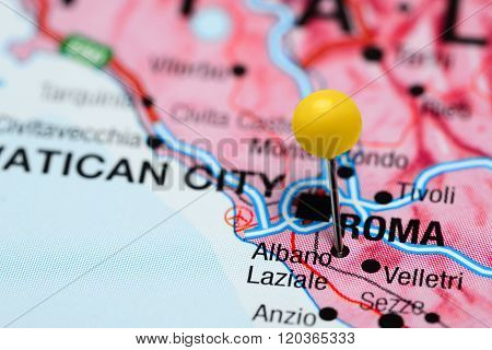 Albano Laziale pinned on a map of Italy