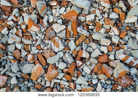pile of broken bricks from collapsed building