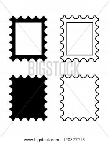 Vector Postage Stamp Icon Set in Black and White