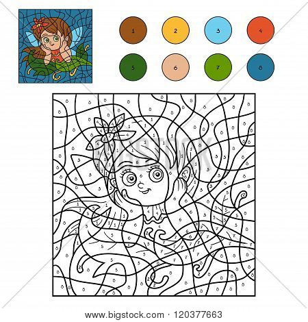 Color By Number For Children (little Fairy)
