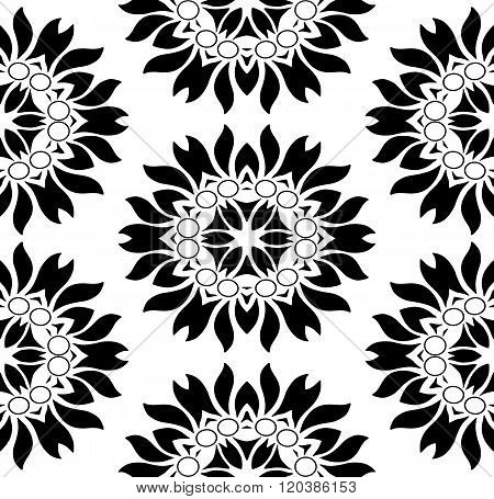 Monochromatic Seamless Floral Pattern