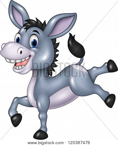 Cartoon happy donkey isolated on white background