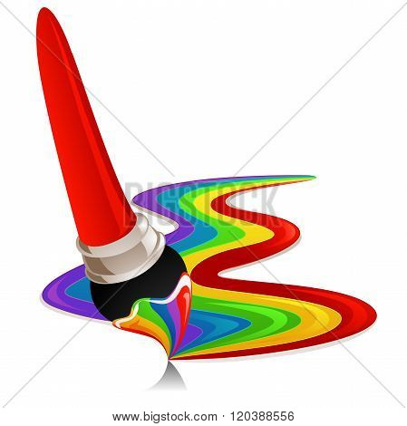 Illustration of Brush painting Rainbow