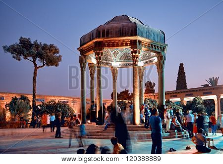 Illuminated Tomb Of Hafez The Iranian Poet In Shiraz At Sunset