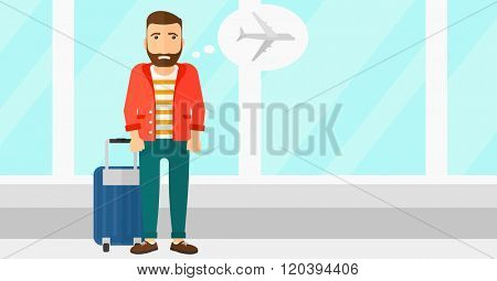Man frightened by future flight.