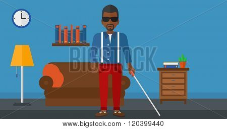 Blind man with stick.