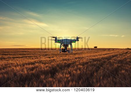 Varna Bulgaria - June 23 2015: Flying drone quadcopter Dji Phantom 2 with digital camera GoPro HERO4