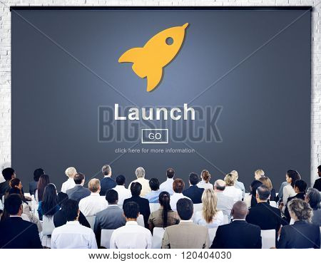 Launch Start Brand Introduce Rocket Ship Concept