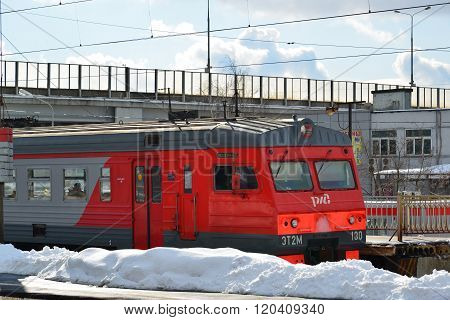 Zelenograd, Russia - February 27. 2016. Suburban railway station in the Kryukovo