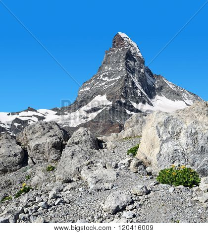 Views of the mountain Matterhorn in Pennine Alps, Switzerland