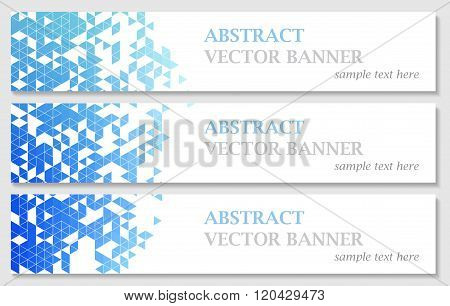 Vector banners with abstract multicolored polygonal mosaic background.