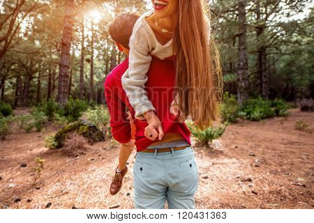 Couple having piggyback