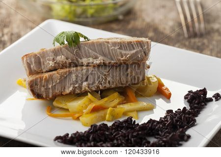 Closeup Of Grilled Tuna Steaks