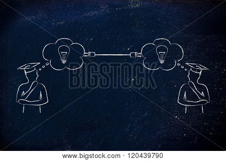 Men With Thought Bubbles Connected With A Plug