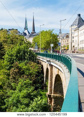 Luxembourg Cityscape And Passerelle Bridge - Luxembourg Viaduct