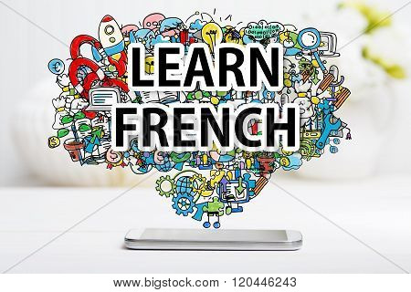Learn French Concept With Smartphone