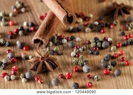 Pepper Mix, Cinnamon,  Truestar On Wooden  Background