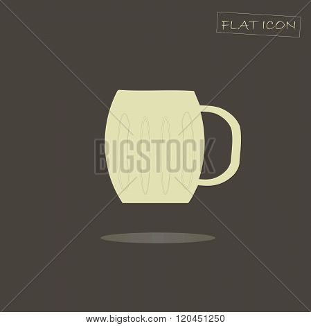 Flat icon beer mug. Light mug on a dark background