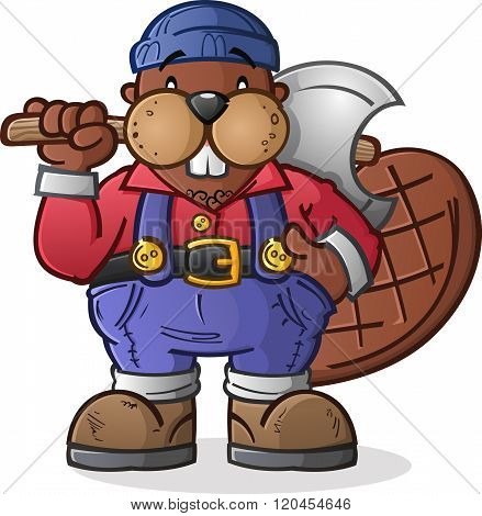 Beaver Lumberjack Cartoon Character