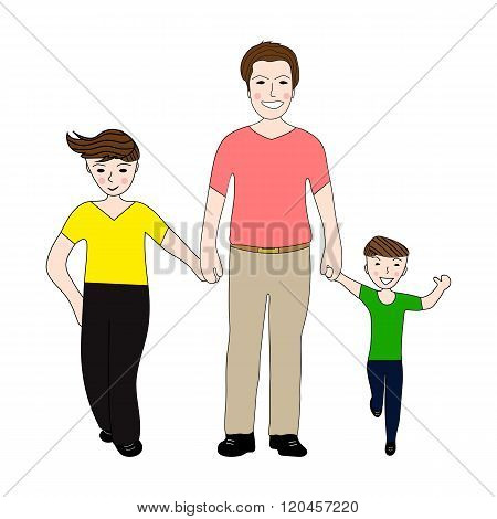 Happy Dad Holding Small And Large Arm Sons