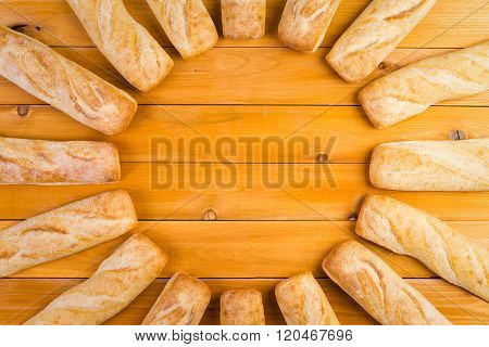Circular Frame Of Freshly Baked French Bread