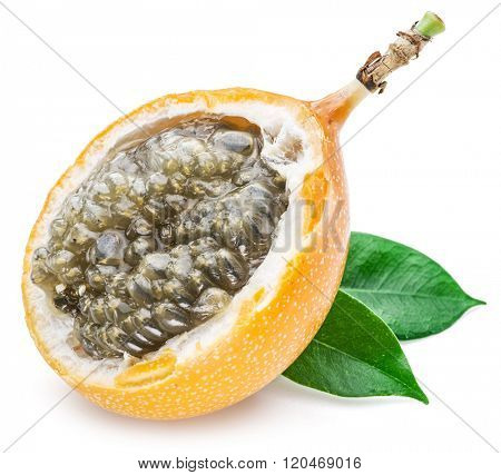 Granadilla fruits on the white background.