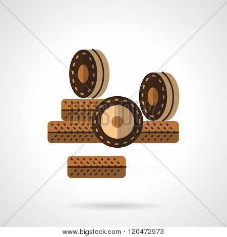 Roller wheels flat color design vector icon