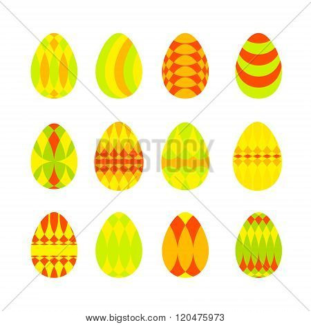 Set of bright colorful easter eggs isolated on white background.