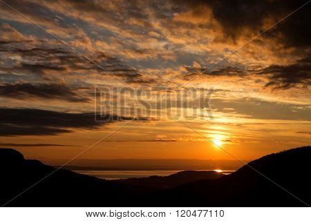 Sunset landscape near the lake Balaton of Hungary