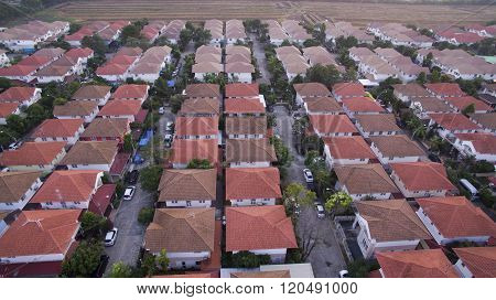 Aerial View Of Home Village In Thailand Use For Land Development And Property Real Estate Business