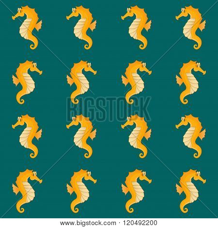 Sea horses seamless pattern