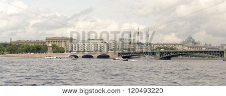 RUSSIA; SAINT-PETERSBURG - JULY 8 - View of the Troitsky Bridge on July 8; 2015 in St. Petersburg