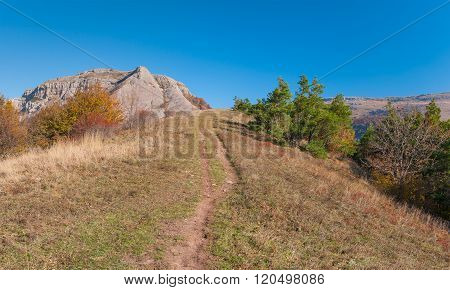 Path to Bald Ivan mountain at autumn season