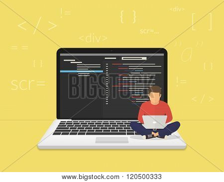 Young programmer coding a new project