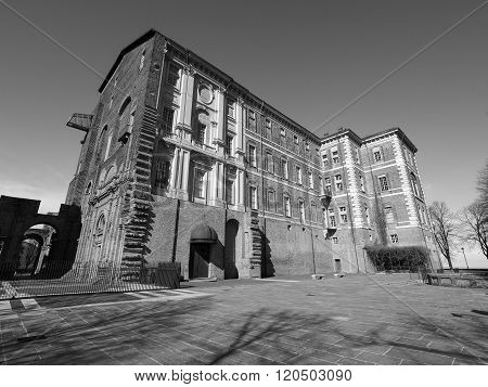 Rivoli Castle In Rivoli In Black_and_white