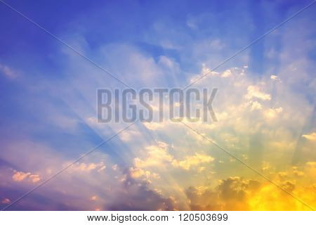 Cloud dance and sky with sunset background