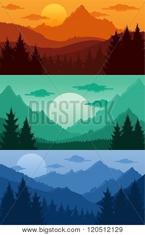 Mountains Landscapes Vector Illustration