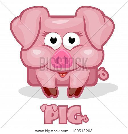 cute cartoon square pig