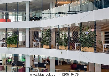 Dutch City Hall Utrecht With Officials Working Behind Their Desk