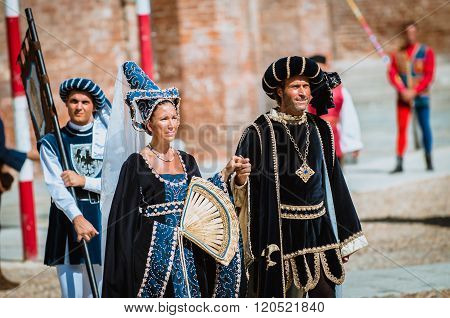 Couple Of Medieval Nobles On Parade