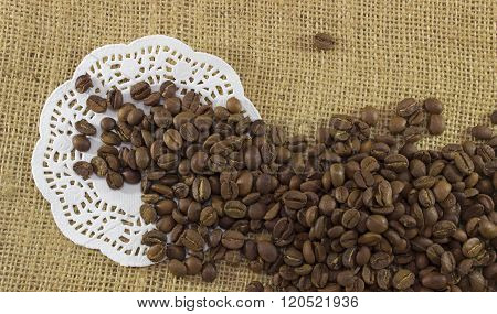 coffee bean with table napkin on sacking