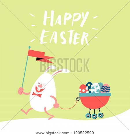 Happy Easter, Typography, Cartoon Charactor