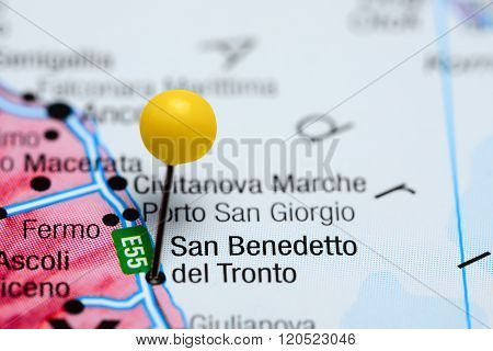 San Benedetto del Tronto pinned on a map of Italy