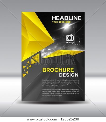 Yellow And Black Vector Brochure Flyer And Cover Template Polygon Vector Illustration Size A4